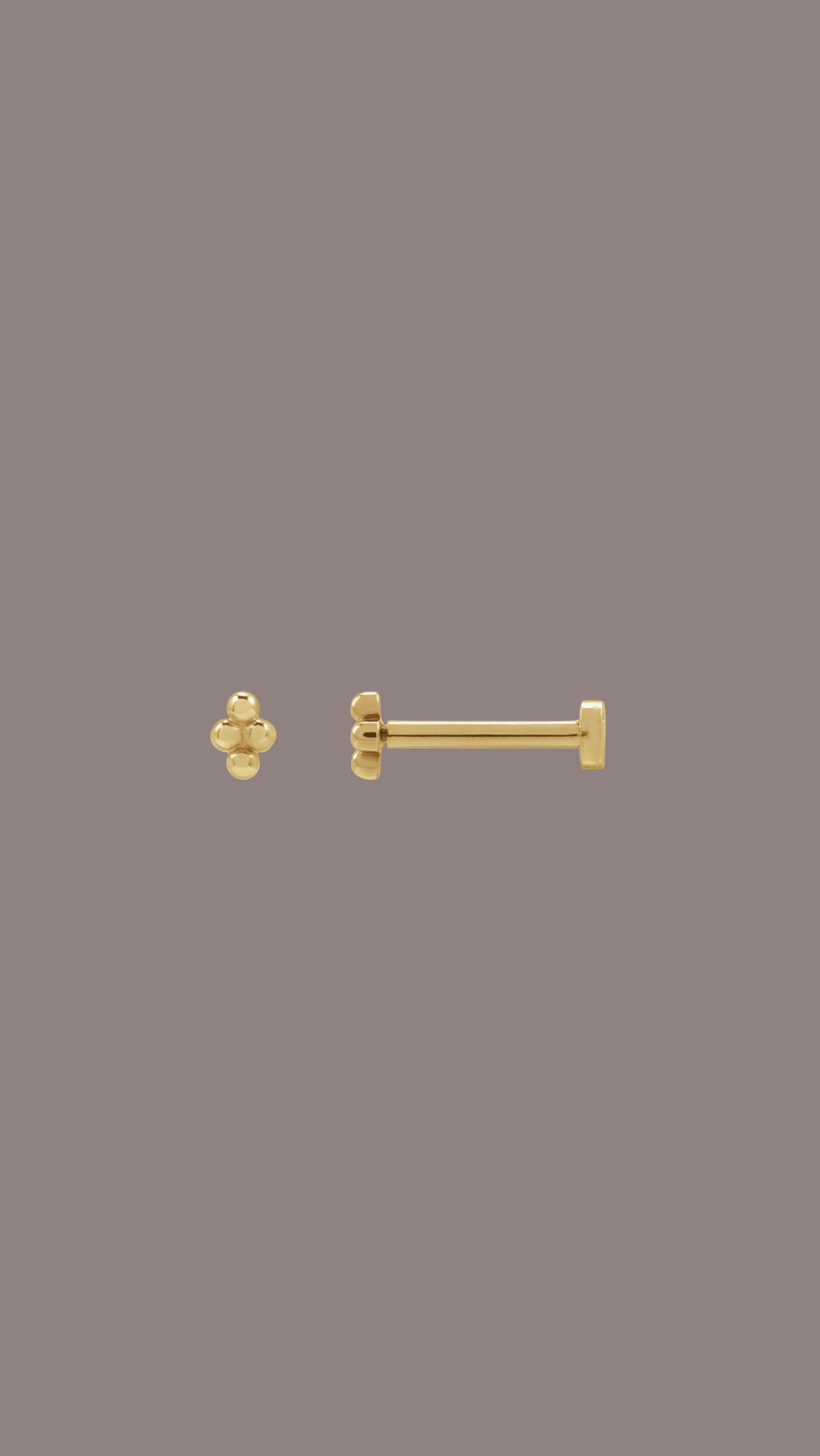 14kt Dainty 4 Bead Stud