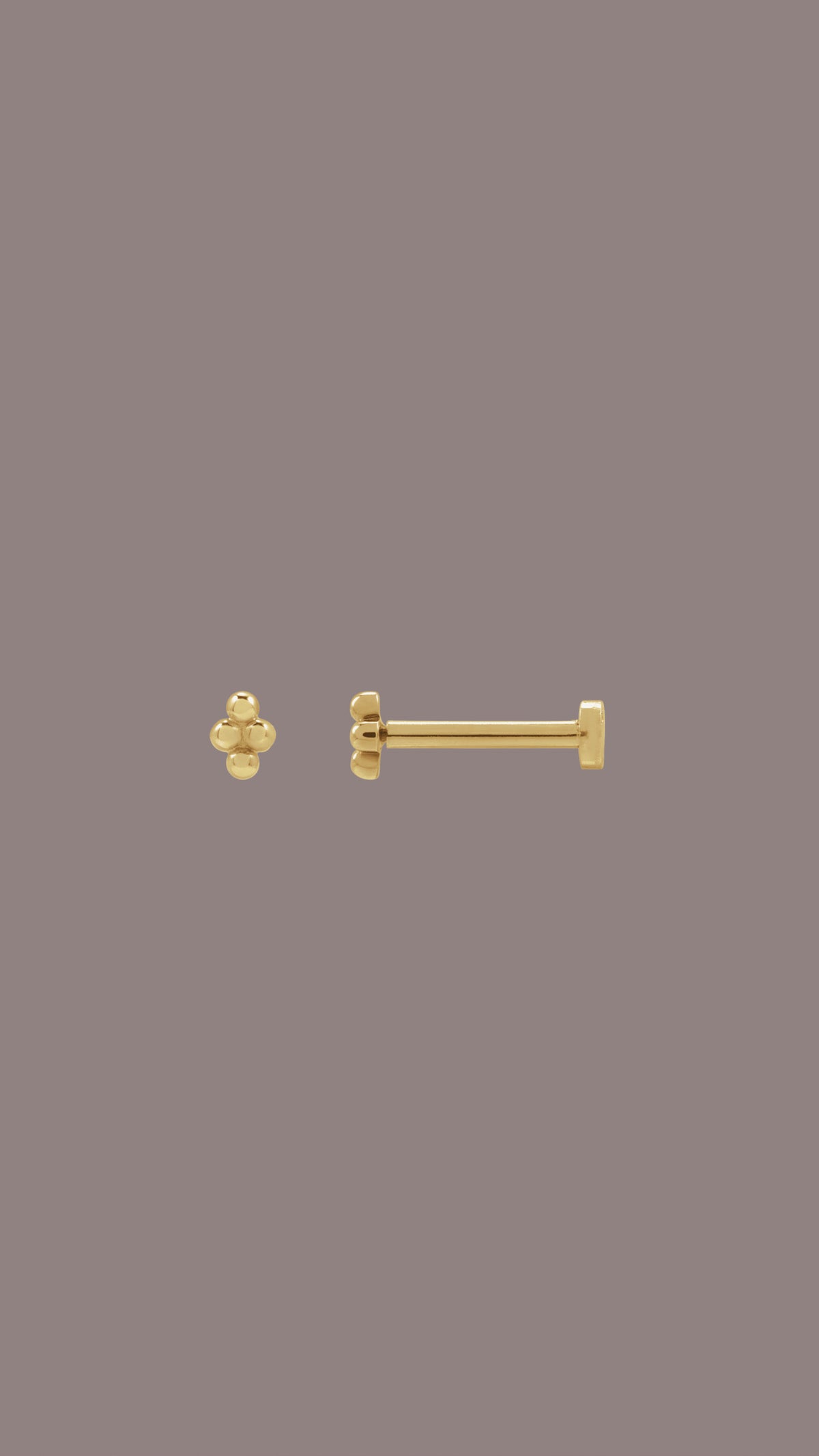 14kt Dainty 4 Bead Stud