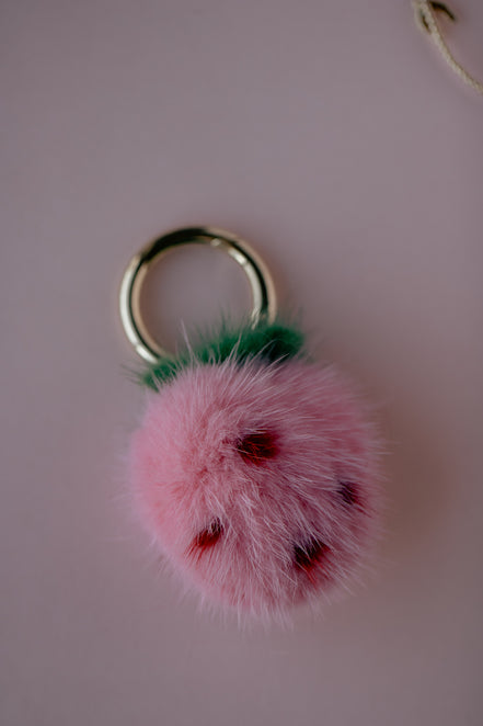 Fuzzy Strawberry Bag Charm