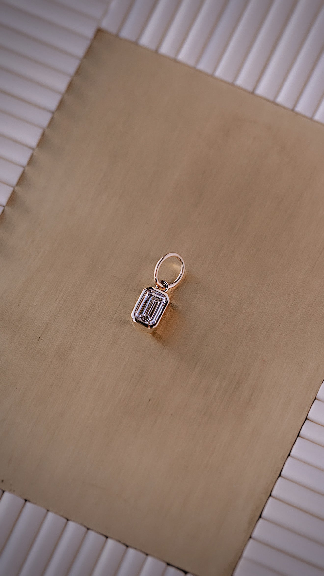 14kt Emerald Lab Diamond Pendant