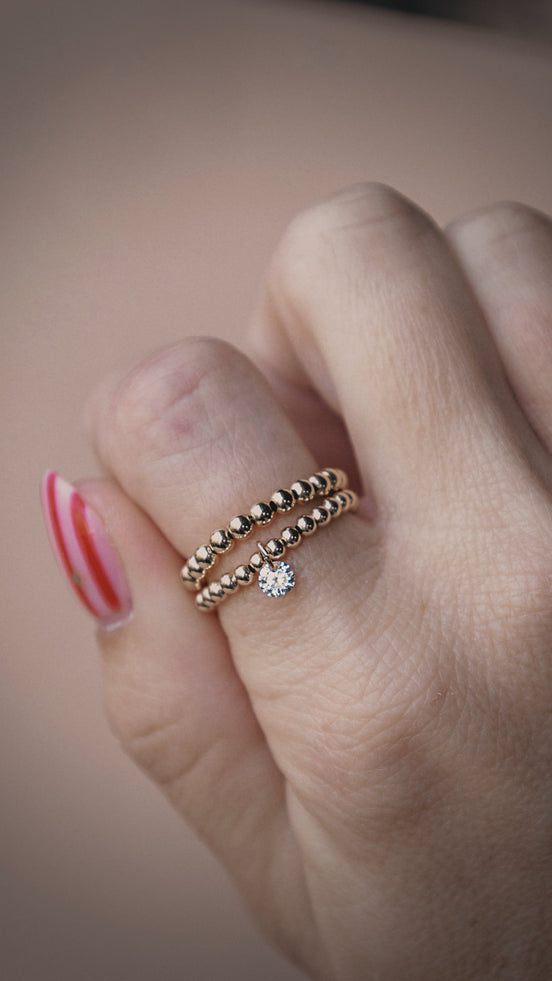 Beaded Floating CZ Ring