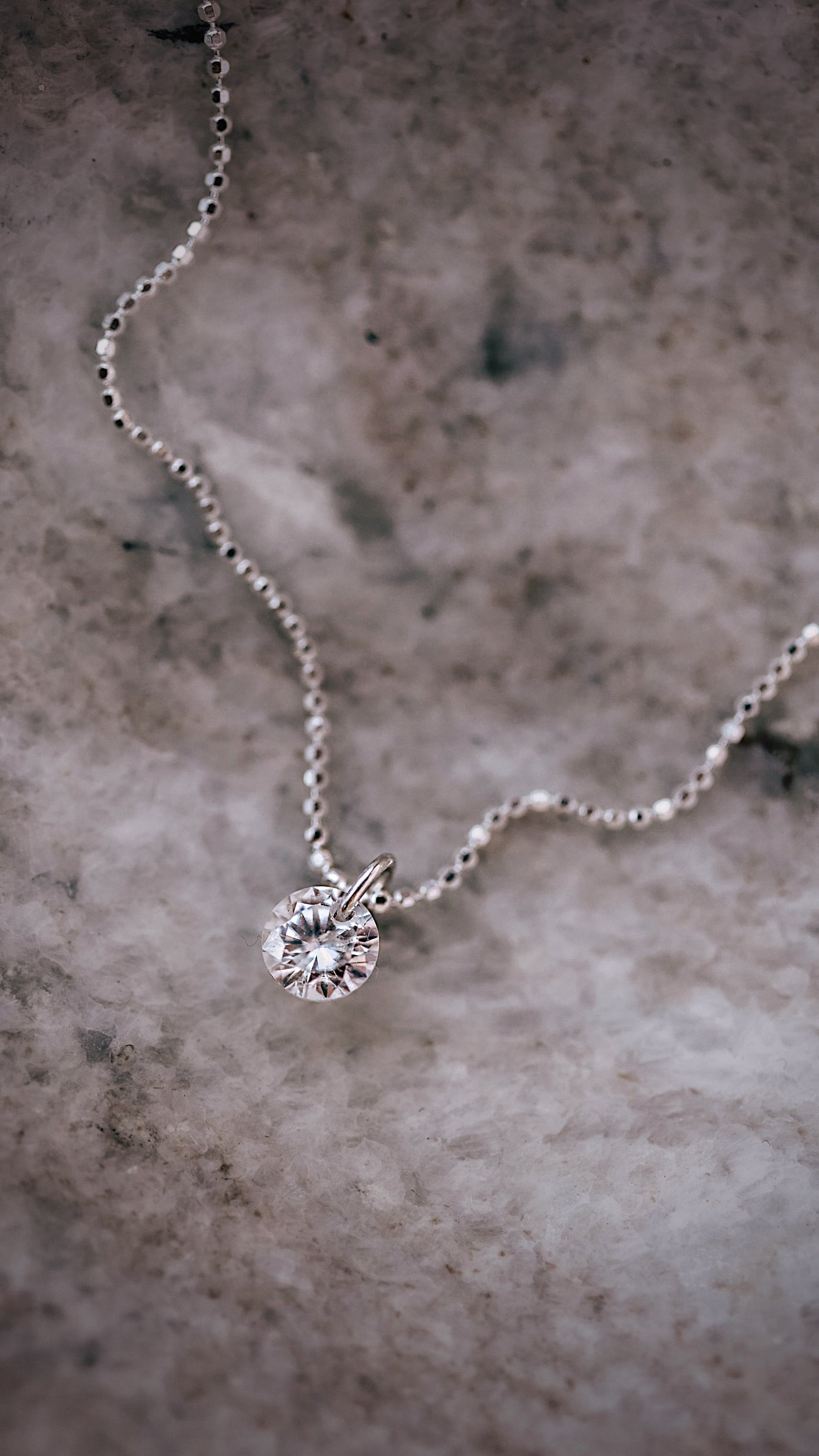 Silver Floating Diamond CZ Necklace