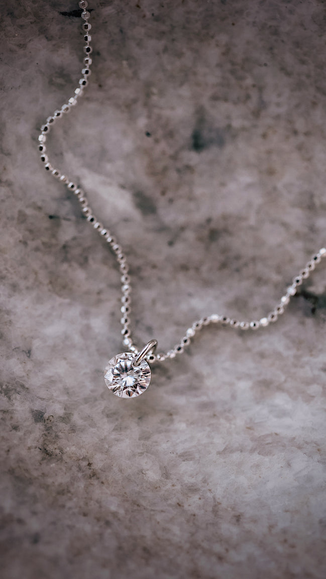 Silver Floating Diamond CZ Necklace