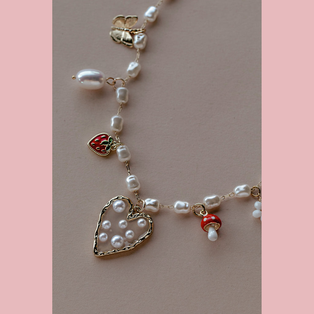 Heart of Pearls Charm Necklace