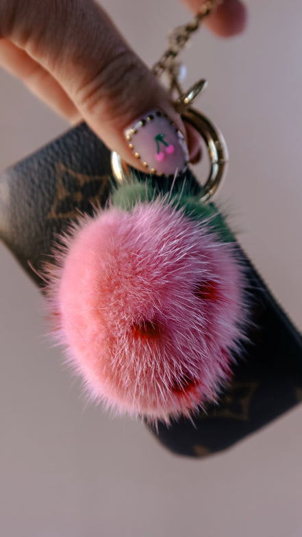 Fuzzy Strawberry Bag Charm