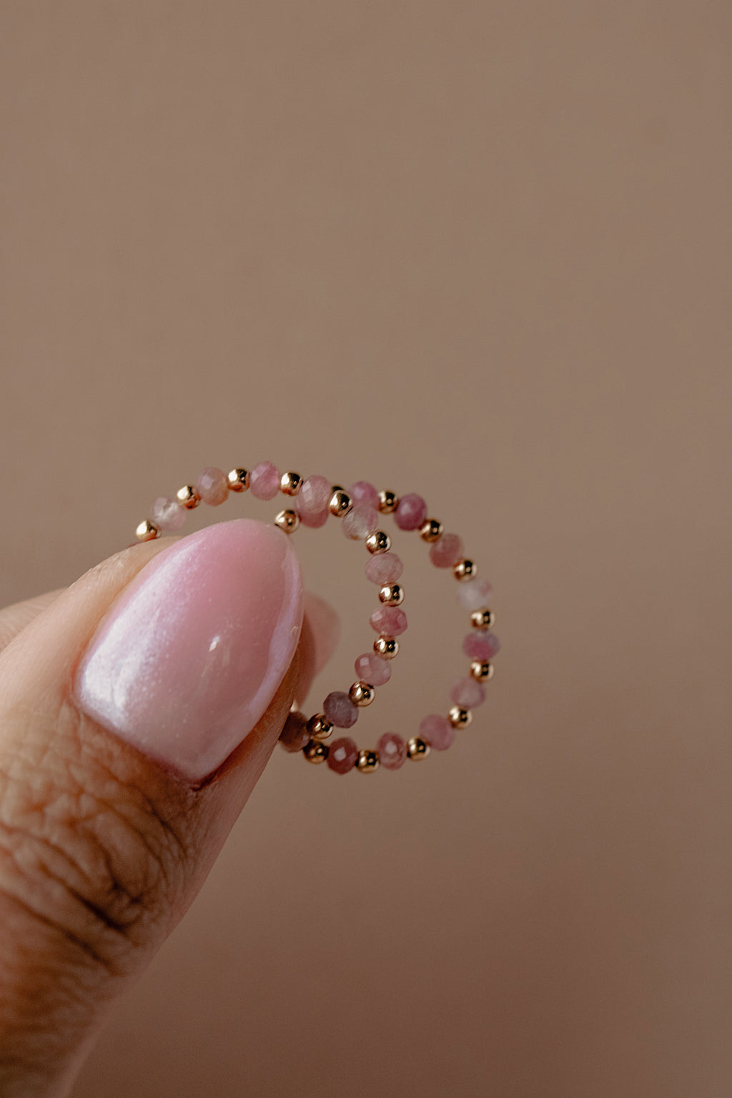 Pink Tourmaline Beaded Ring