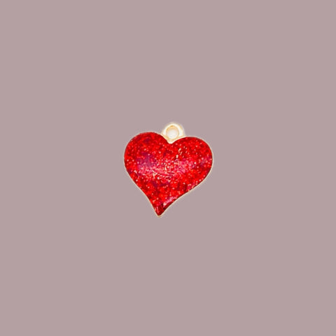 Red Glitter Heart Charm