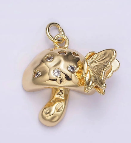 Dotted Mushroom Butterfly Charm