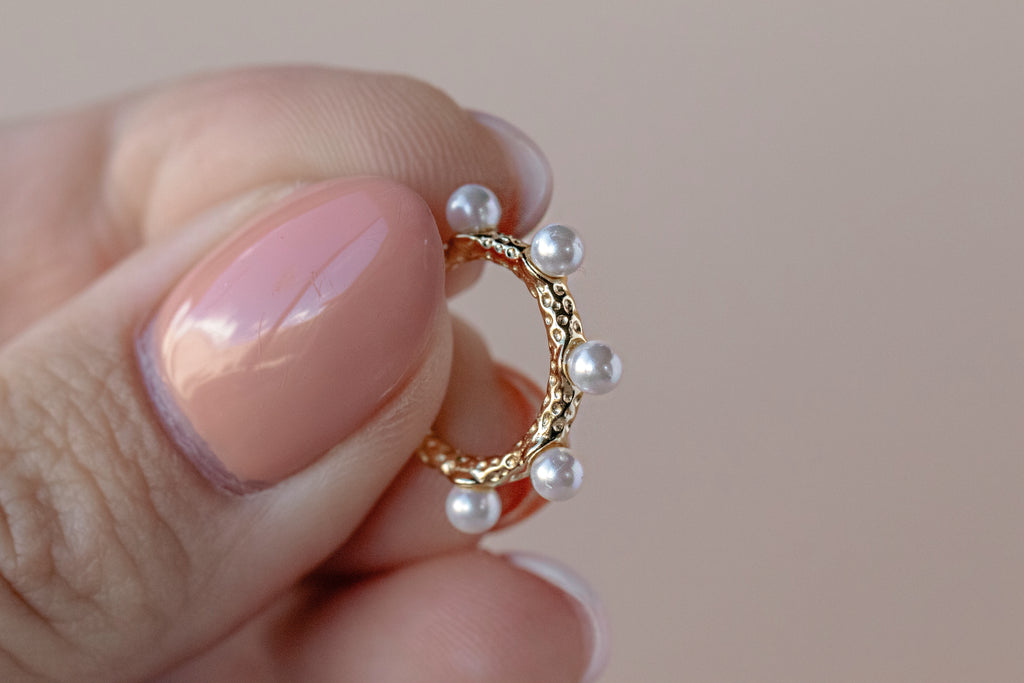 Textured Pearl Hoop Earring