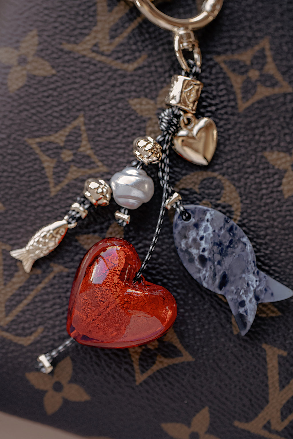 Marble Fish Bag Charm Keychain