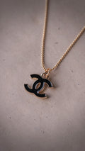 Double C Black Enamel Necklace
