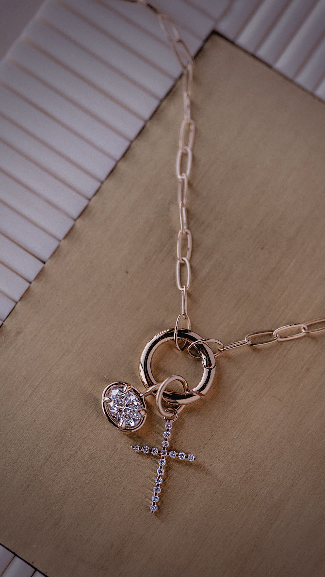 14kt Gold Diamond Cross Charm