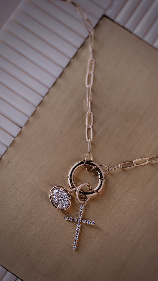 14kt Gold Diamond Cross Charm