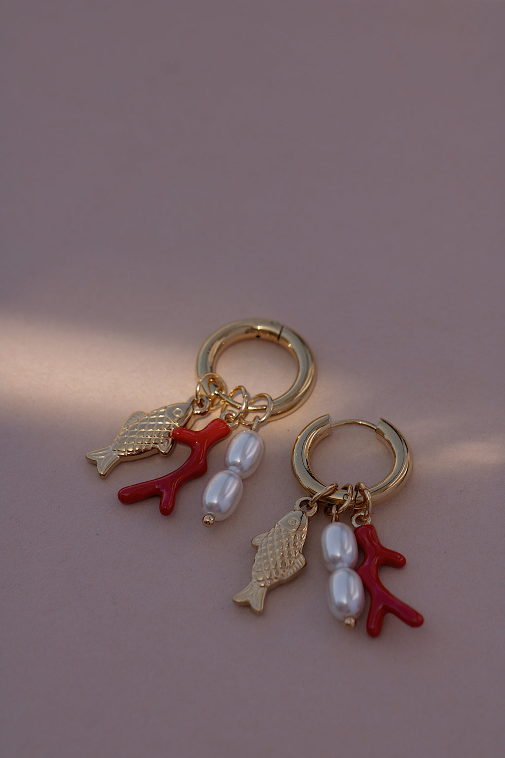 Red Coral Charm Earrings