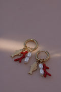 Red Coral Charm Earrings