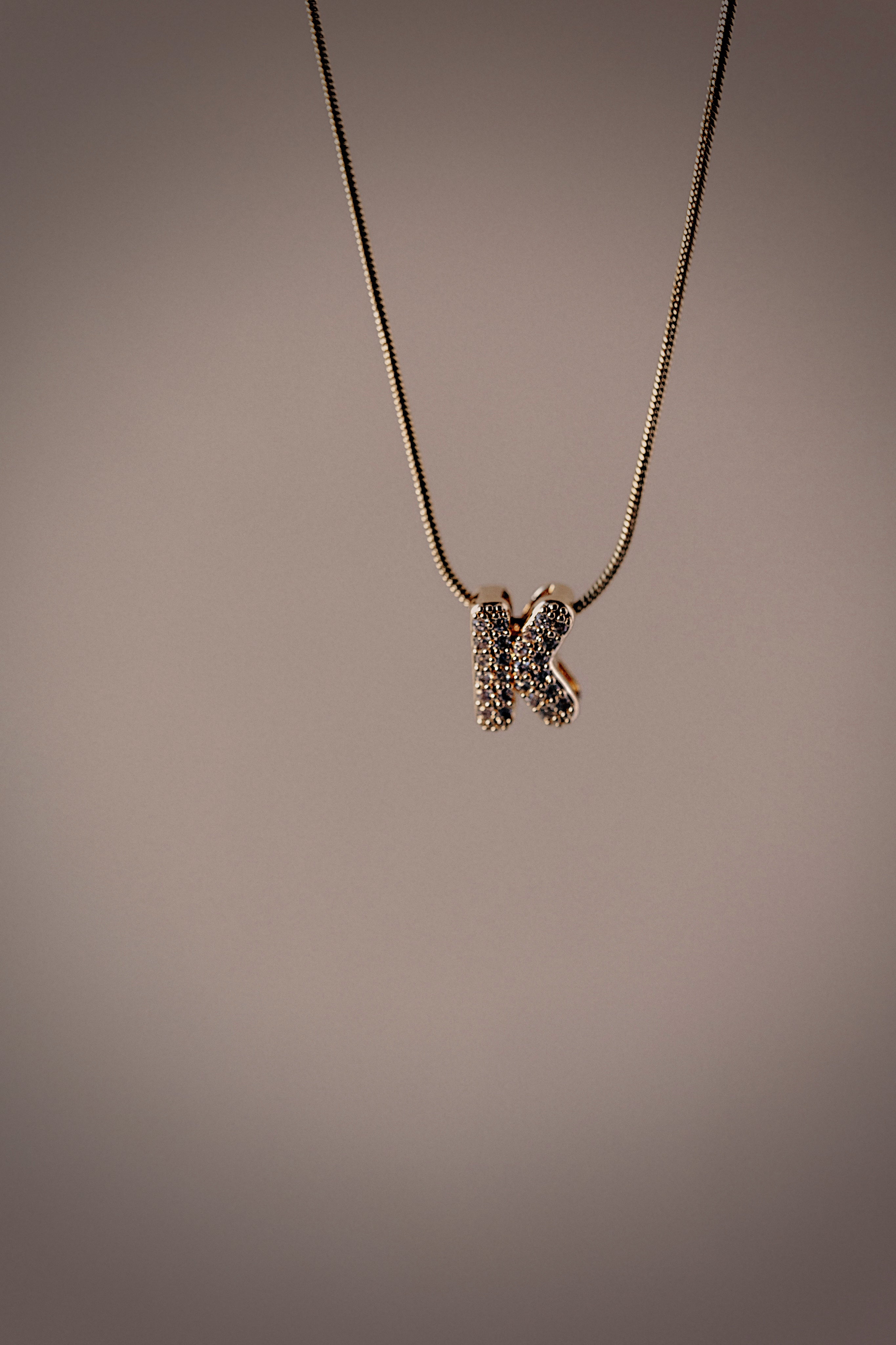 CZ Bubble Letter Necklace