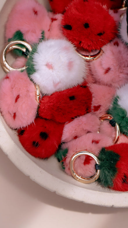 Fuzzy Strawberry Bag Charm