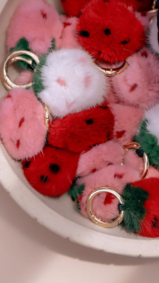 Fuzzy Strawberry Bag Charm