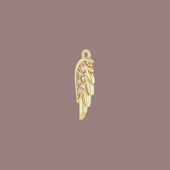 14kt Gold And Diamond Angel Wing Charm