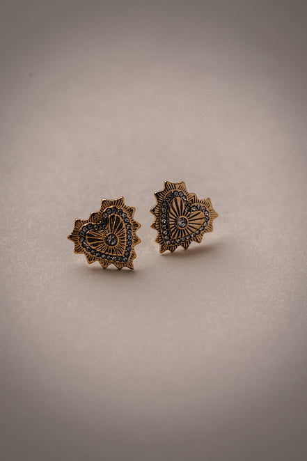 Vintage Heart Studs