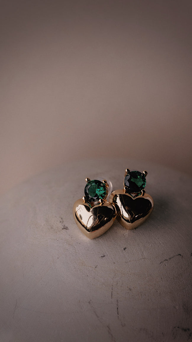 Emerald Heart Studs