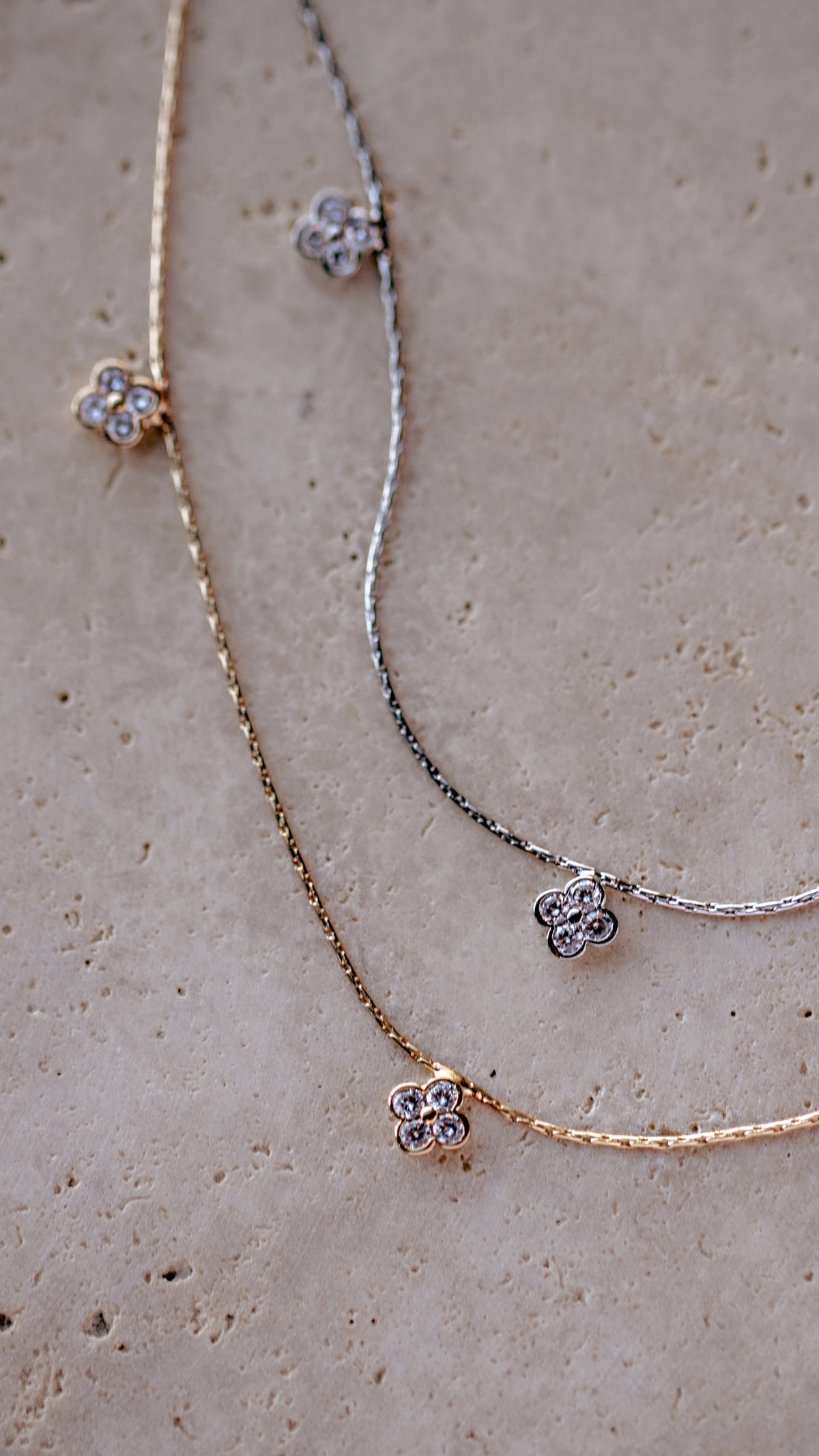 Dainty CZ Clover Necklace