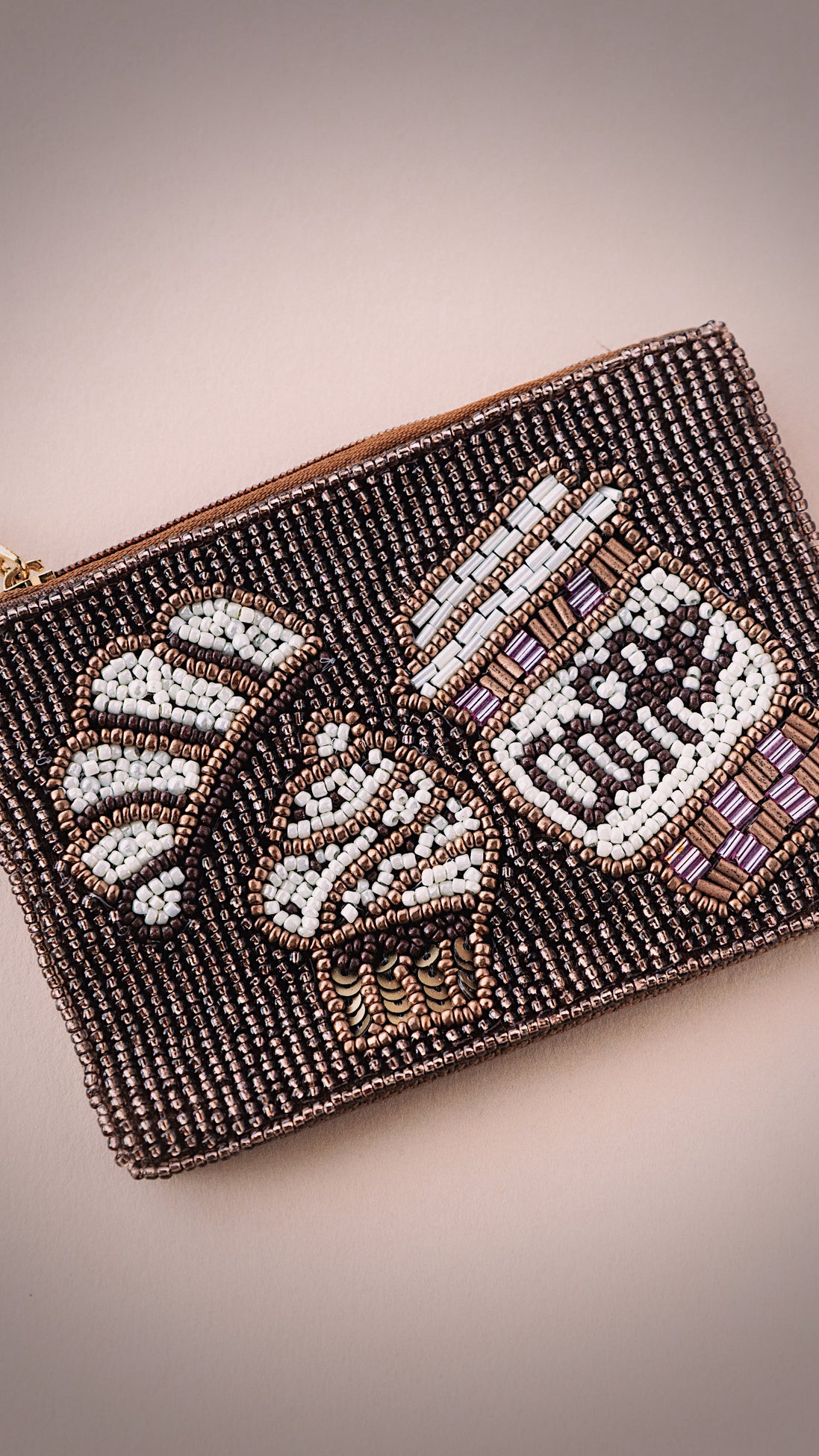 Coffee Lover Beaded Pouch