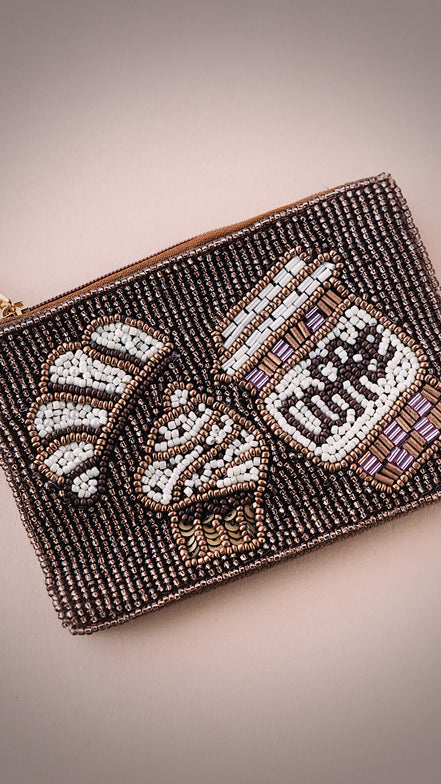 Coffee Lover Beaded Pouch