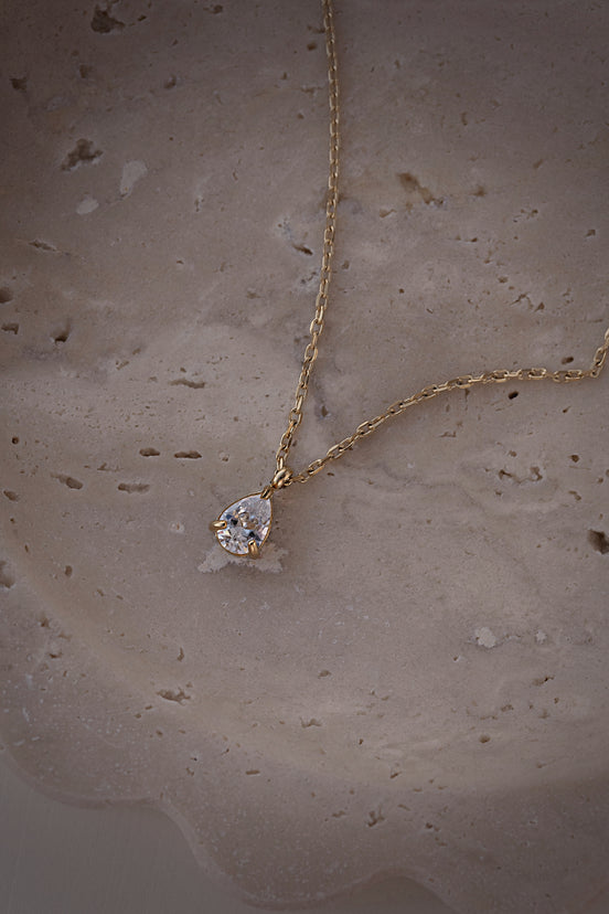 Pear Solitaire Necklace