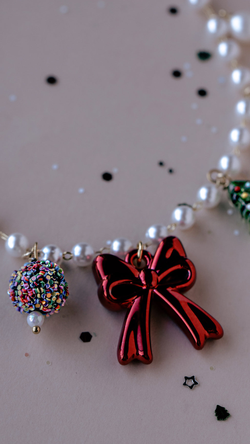 Limited Edition Christmas Charm Necklace - Red Bow