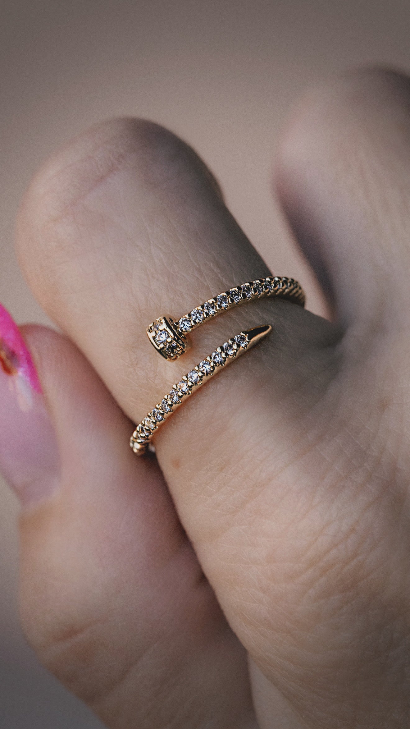 CZ Nail Ring - The Neon Cactus Studio