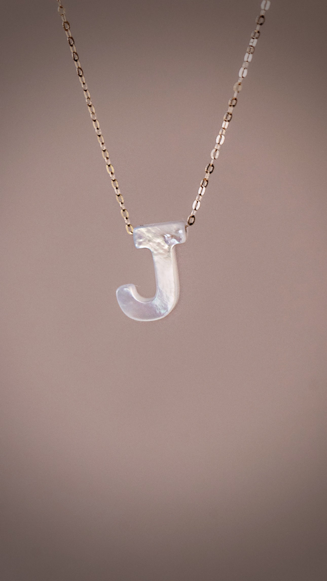 Solid Gold Mother of Pearl Initial Necklace