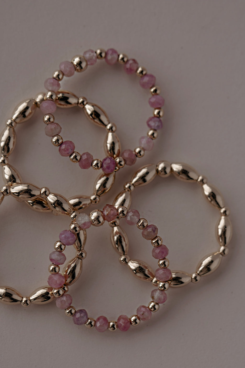 Pink Tourmaline Beaded Ring