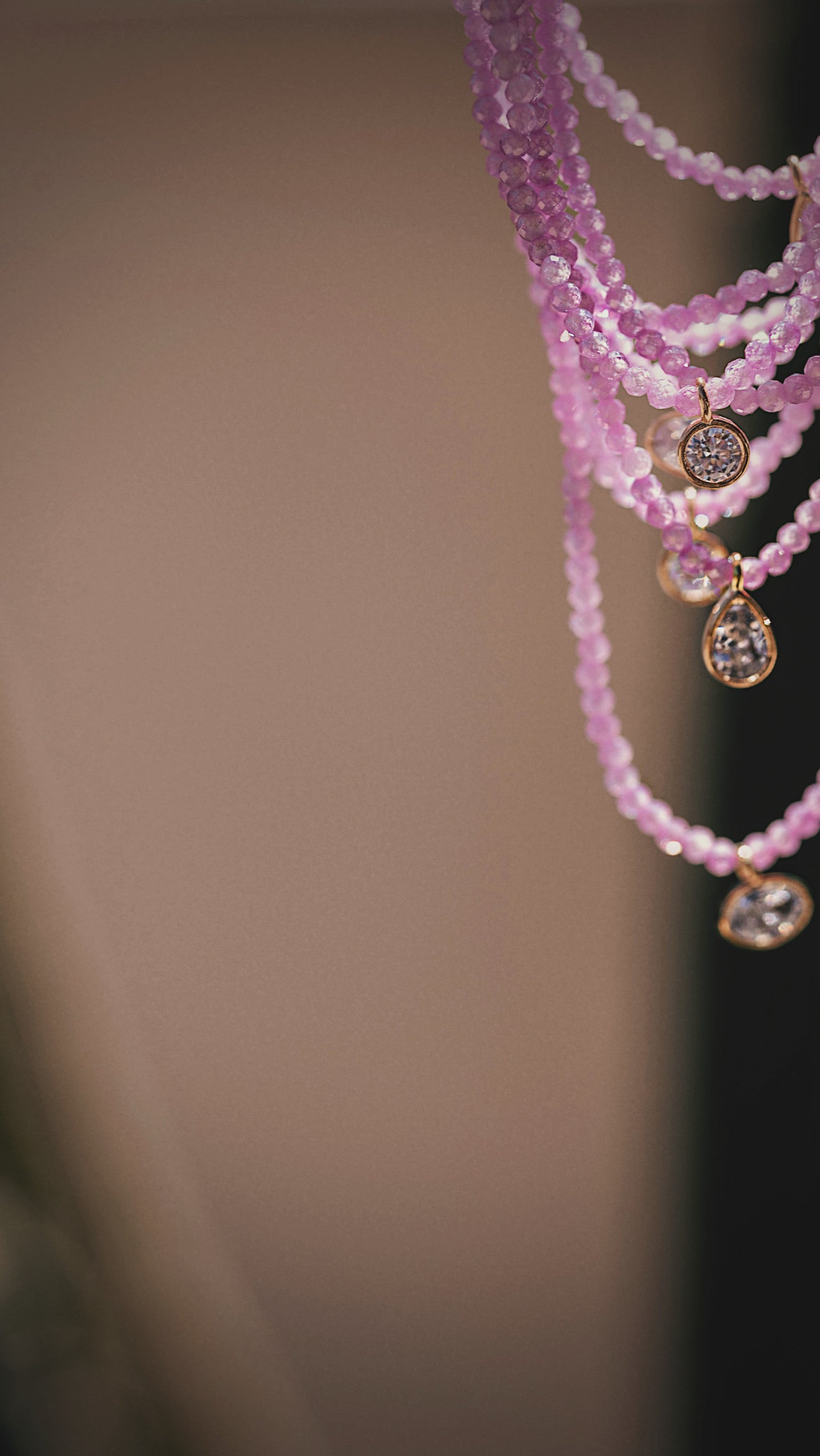 Pink Zircon Beaded Necklace