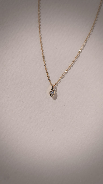 Itty Bitty Marquise Lab Diamond Gold Necklace
