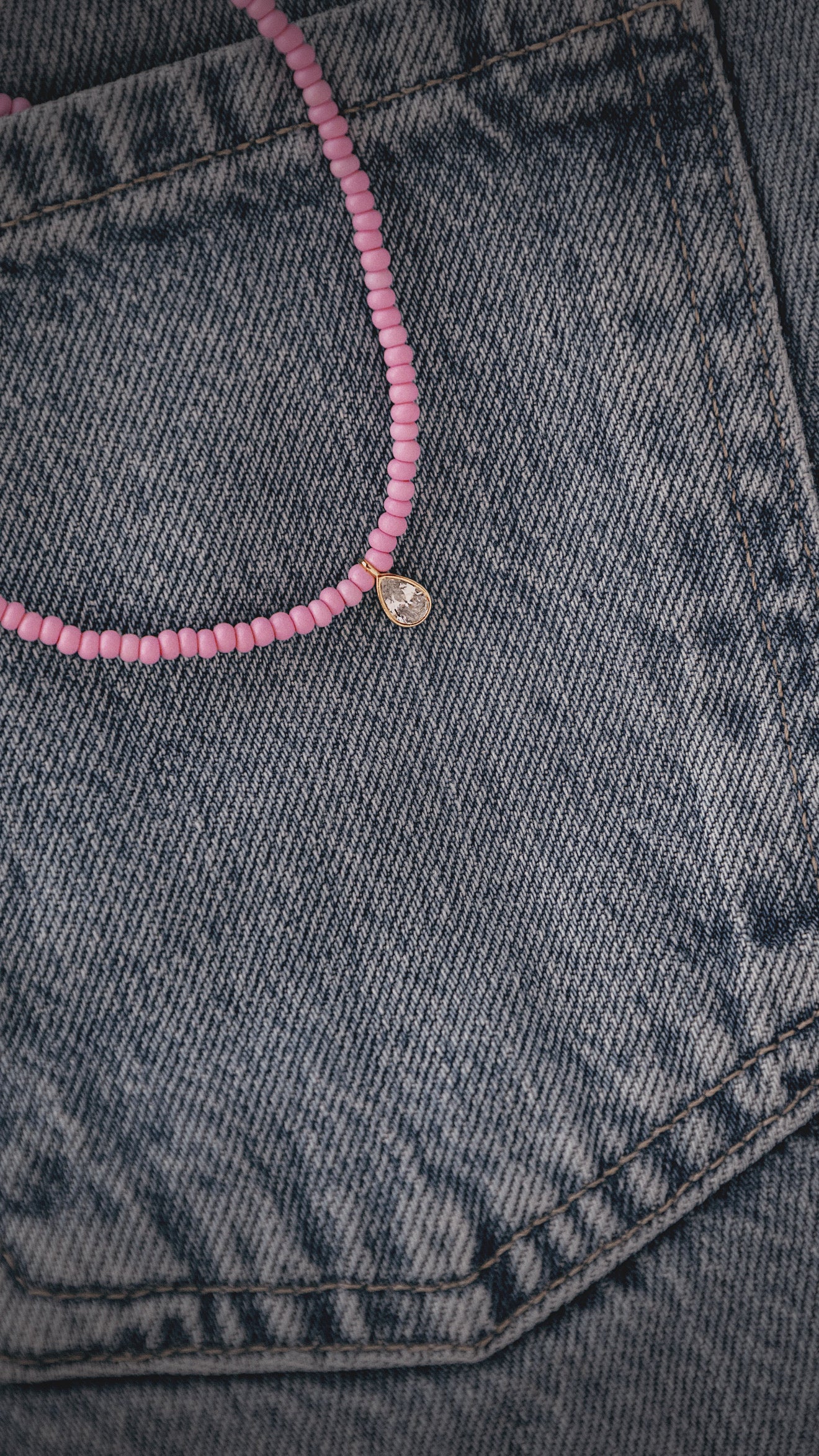 Pink Pear Beaded Necklace