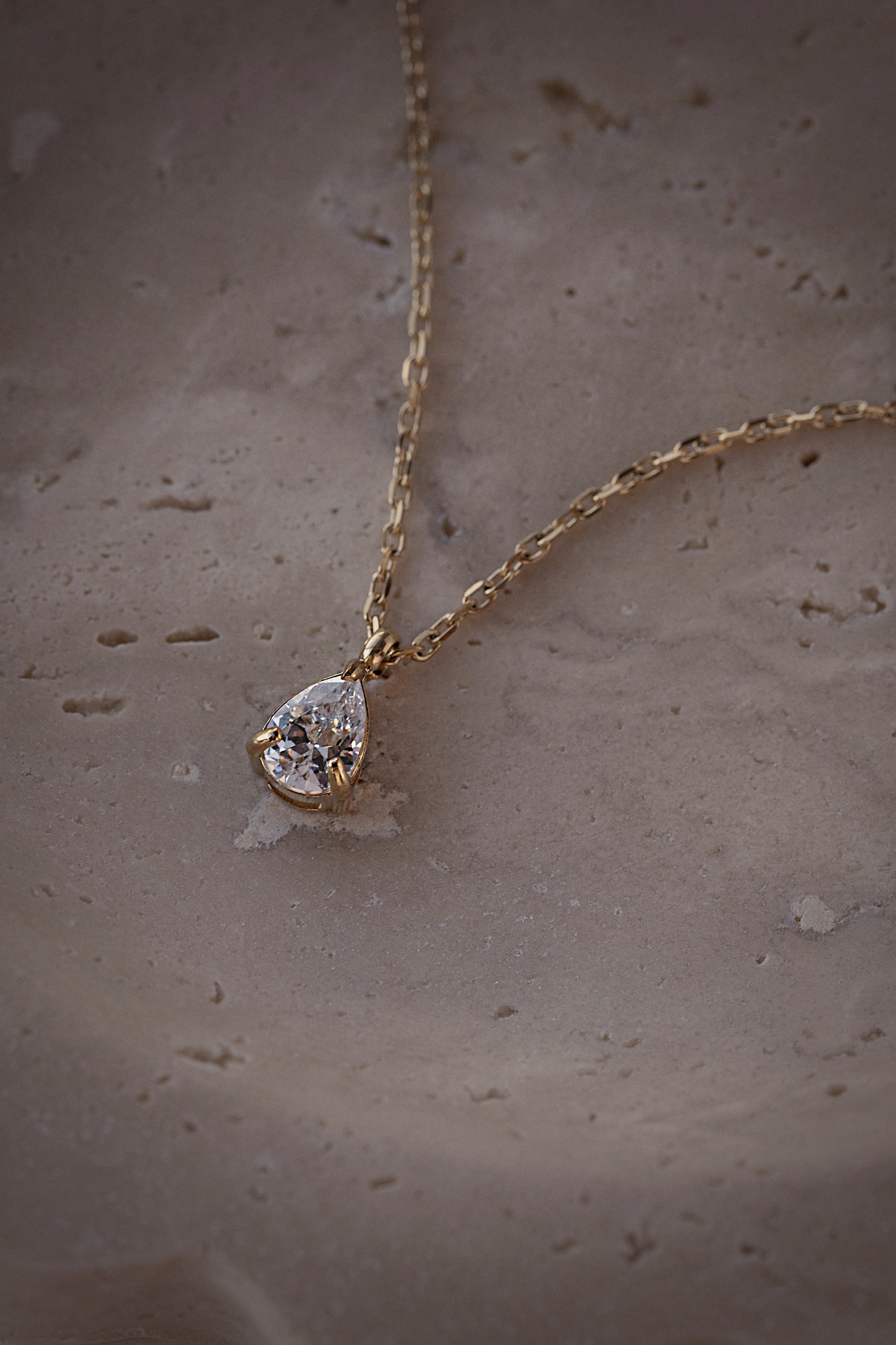 Pear Solitaire Necklace