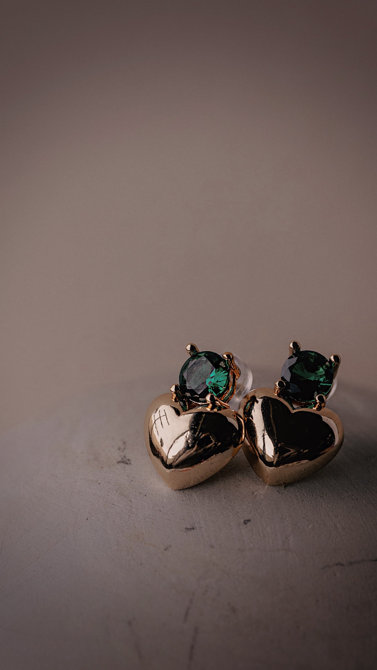 Emerald Heart Studs