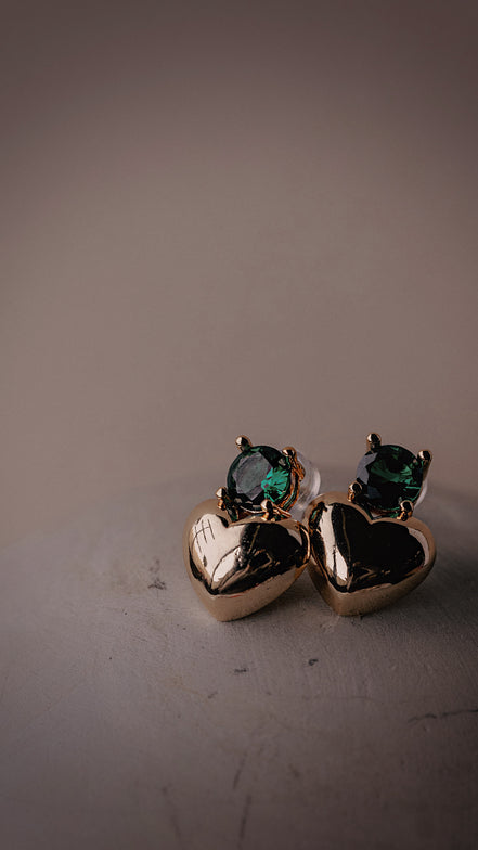 Emerald Heart Studs