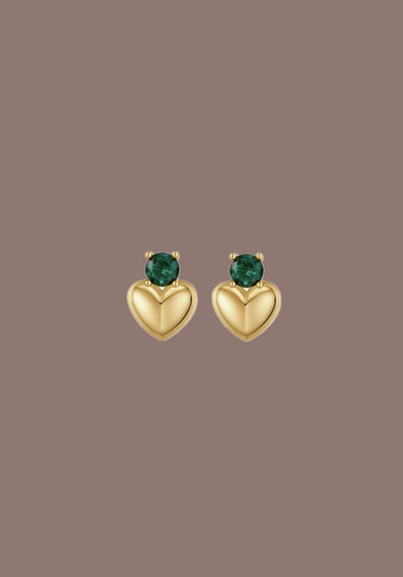 Emerald Heart Studs