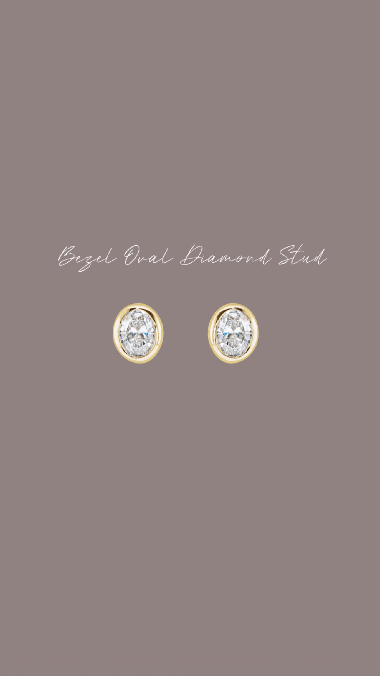 Diamond Oval Bezel Studs