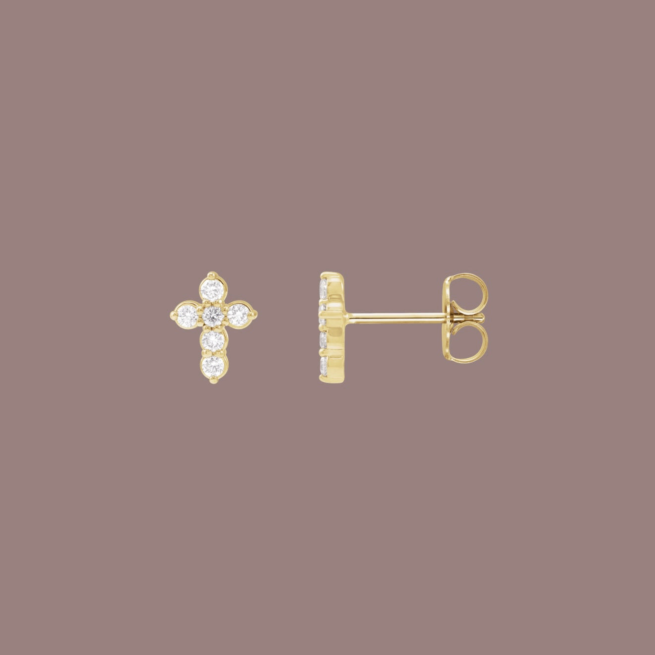 Diamond Cross Stud Earrings