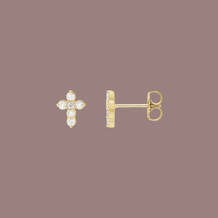 Diamond Cross Stud Earrings
