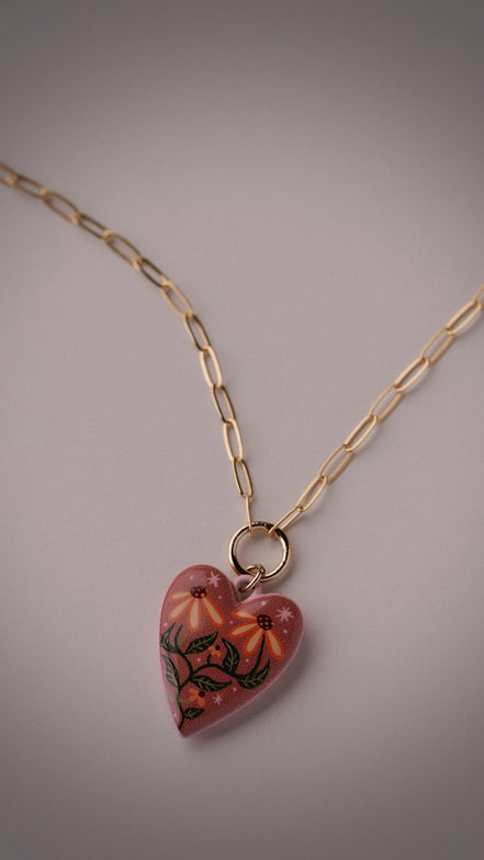 Wildflower Heart Necklace