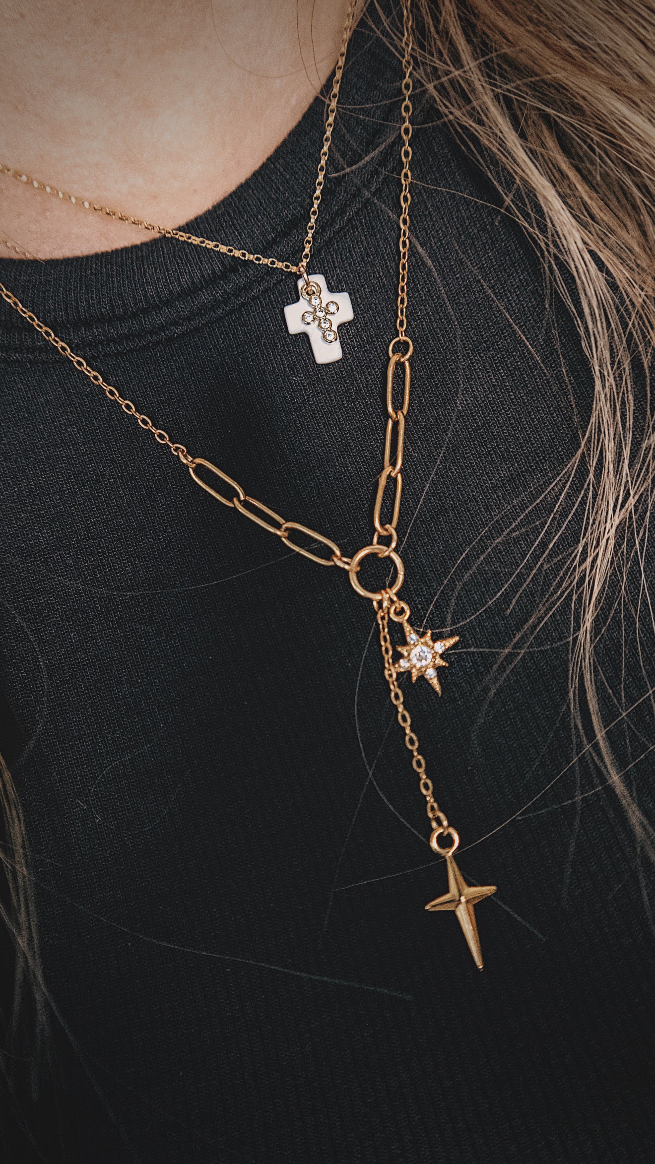 Double Cross Necklace