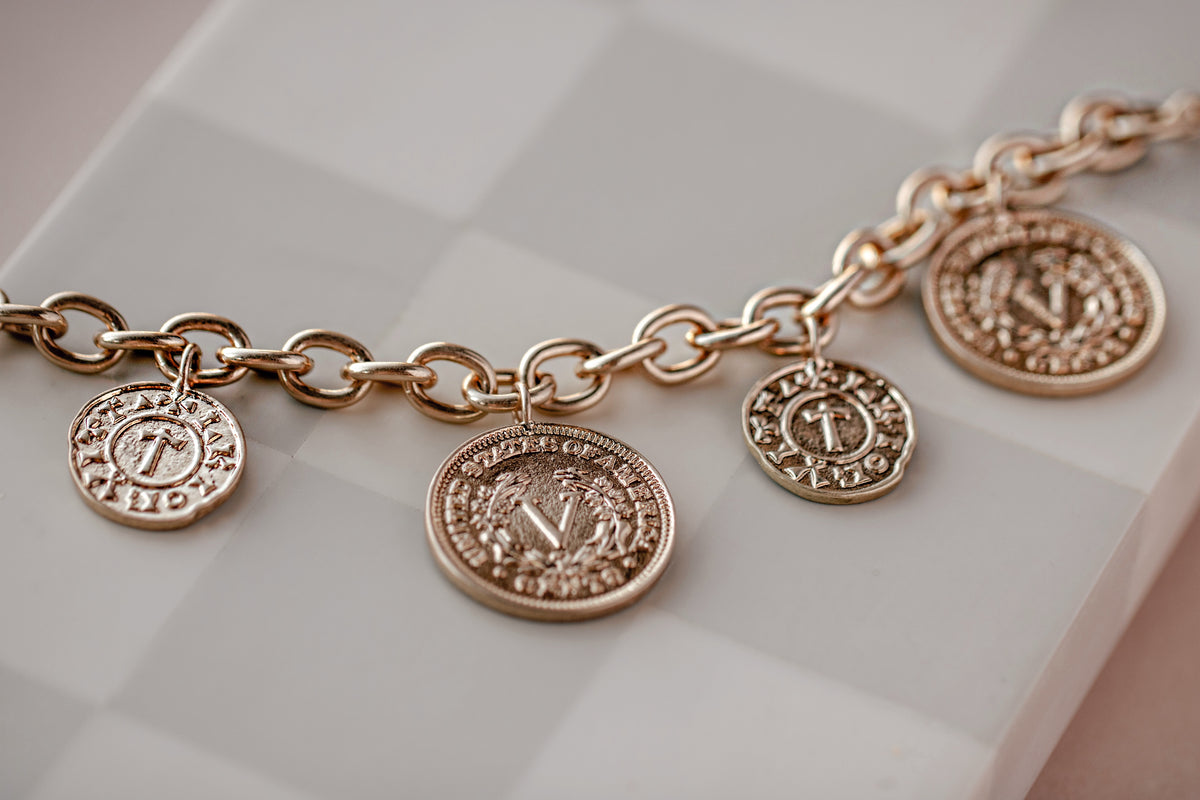 Fancy Coin Charm Bracelet