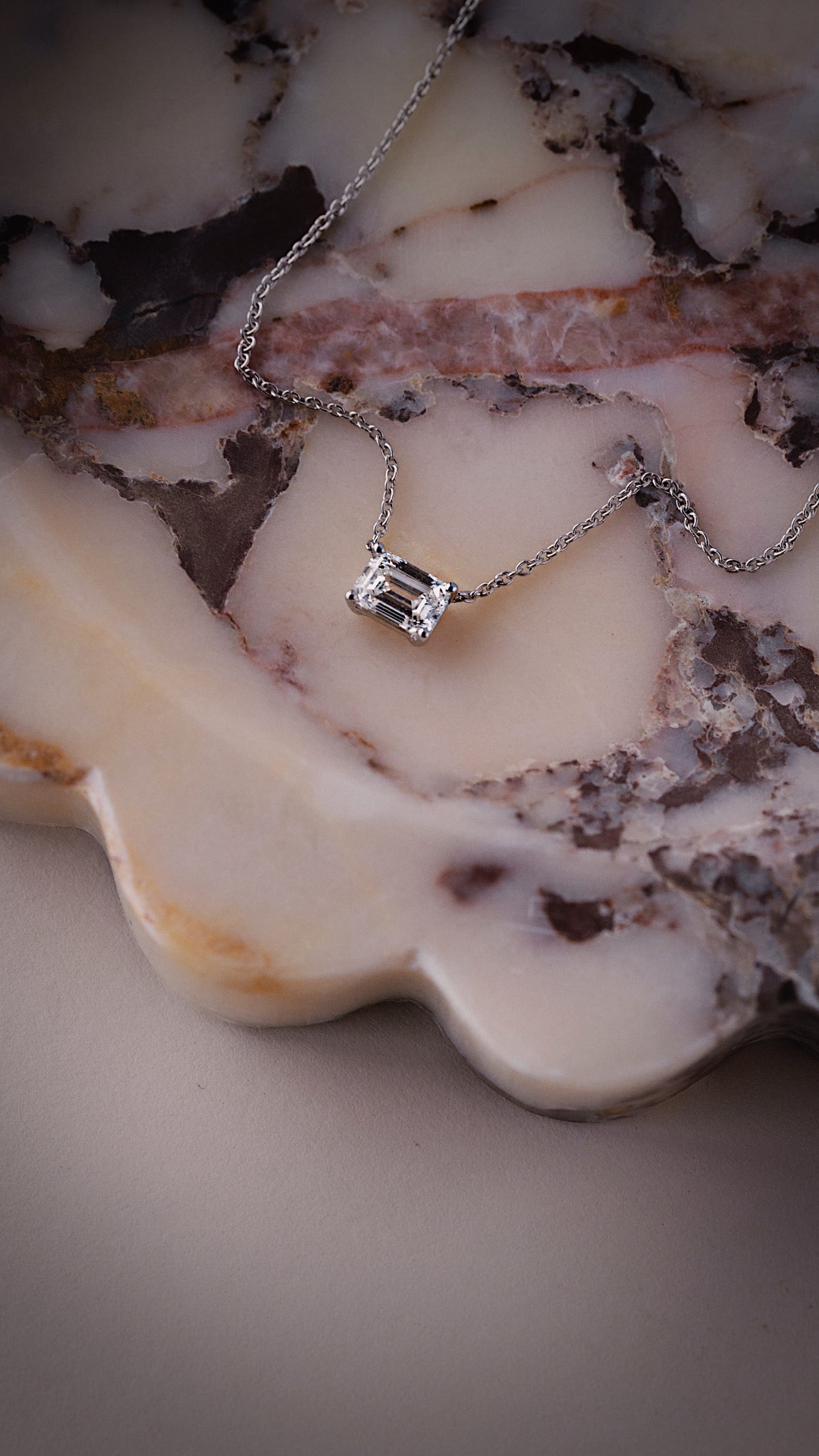 Emerald Cut Diamond Necklace