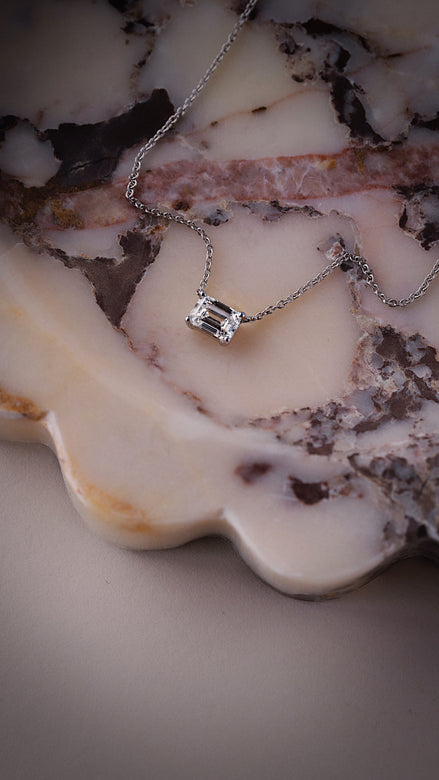 Emerald Cut Diamond Necklace