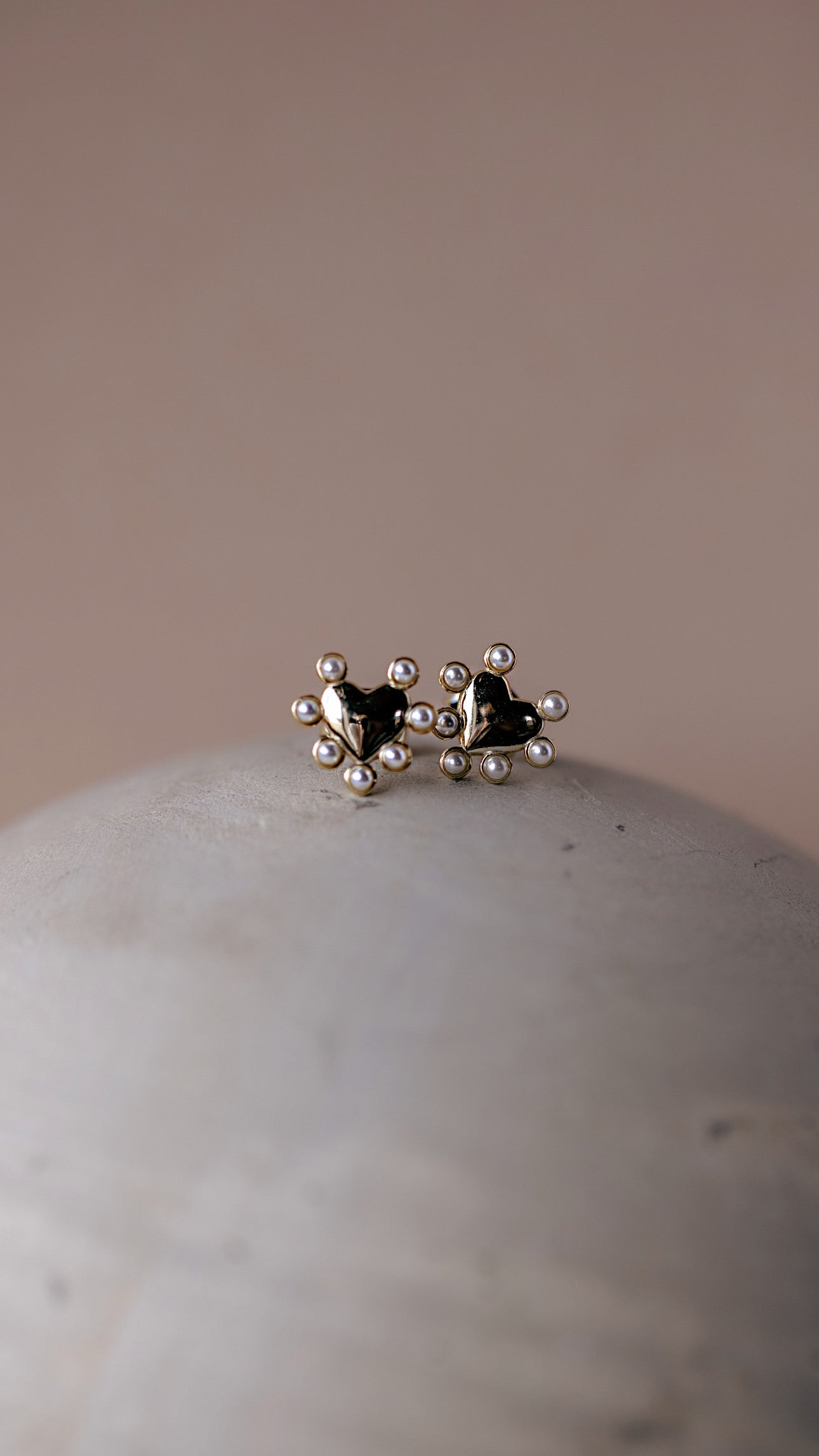 Dotted Pearl Heart Studs