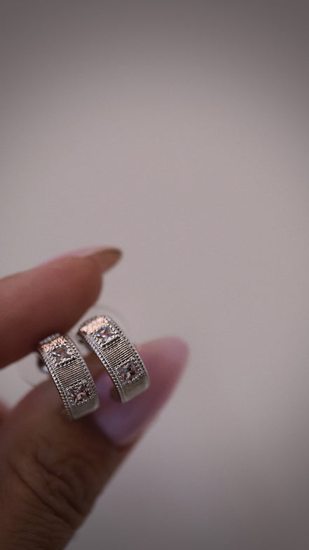 Fluted CZ Hoops